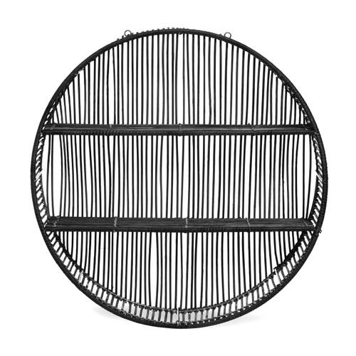 Batu Large Black Rattan Wall Shelf | Kaiku