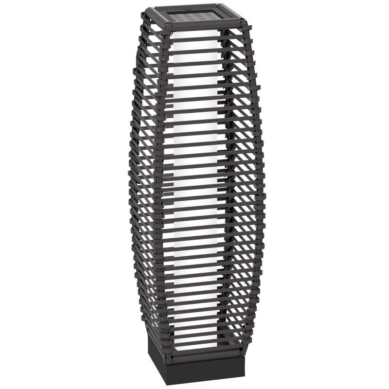 Rattan Solar Floor Lantern, Grey | Kaiku