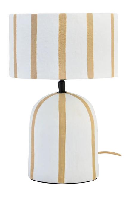 Carta Brown and White Stripe Papier Mache Table Lamp | Kaiku