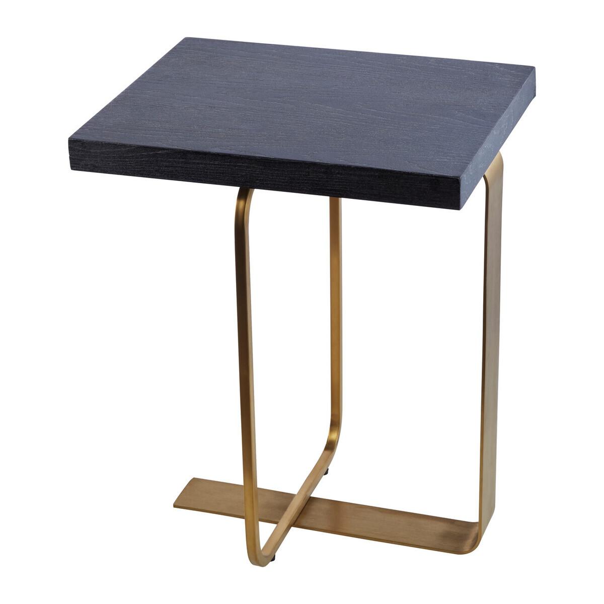 Lena Oak Veneer Rectangular Side Table with Brushed Gold Legs | Kaiku