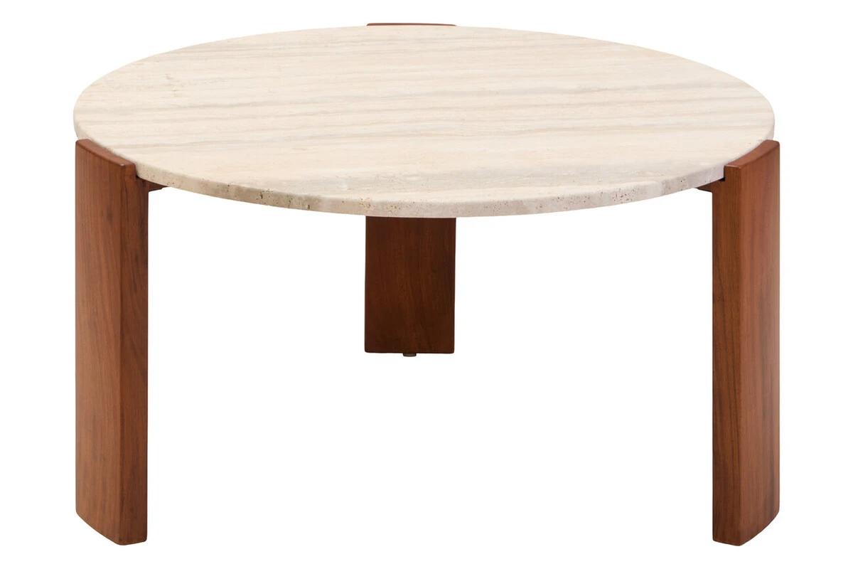 Palermo Round Travertine Top Large Coffee Table | Kaiku