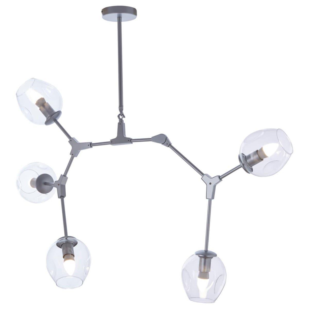 Abira Silver Finish Adjustable 5 Arm Statement Pendant Light | Kaiku