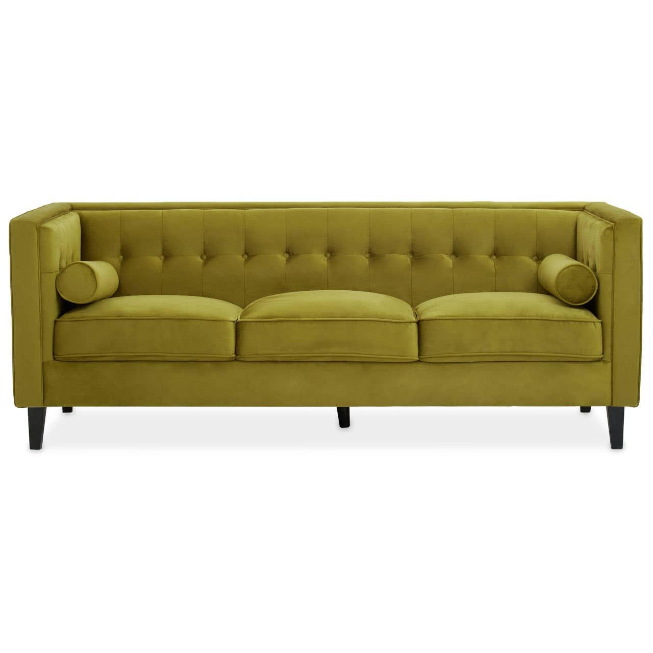 Helia 3 Seat Olive Velvet Sofa | Kaiku