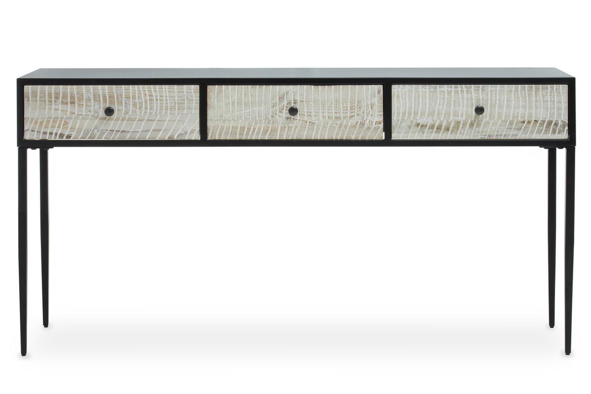 Luxor Grey Wash Recycled Pine Wood Console Table with Drawers | Kaiku