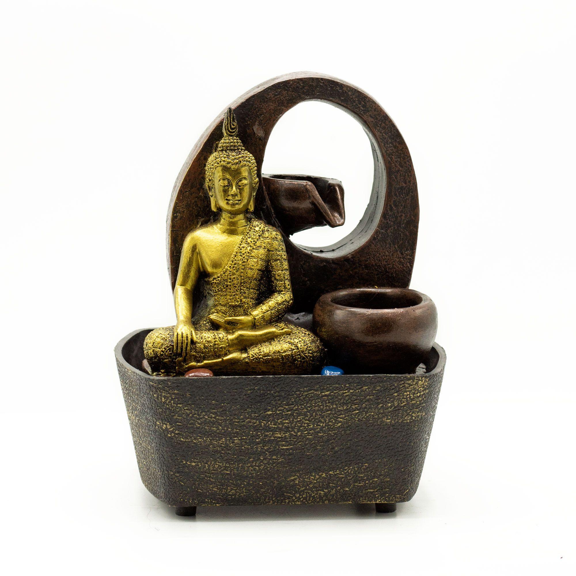 Tabletop Water Feature - Golden Buddha & Pots | Kaiku