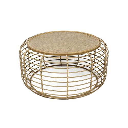 Trento Round Rattan and Antique Gold Finish Coffee Table | Kaiku