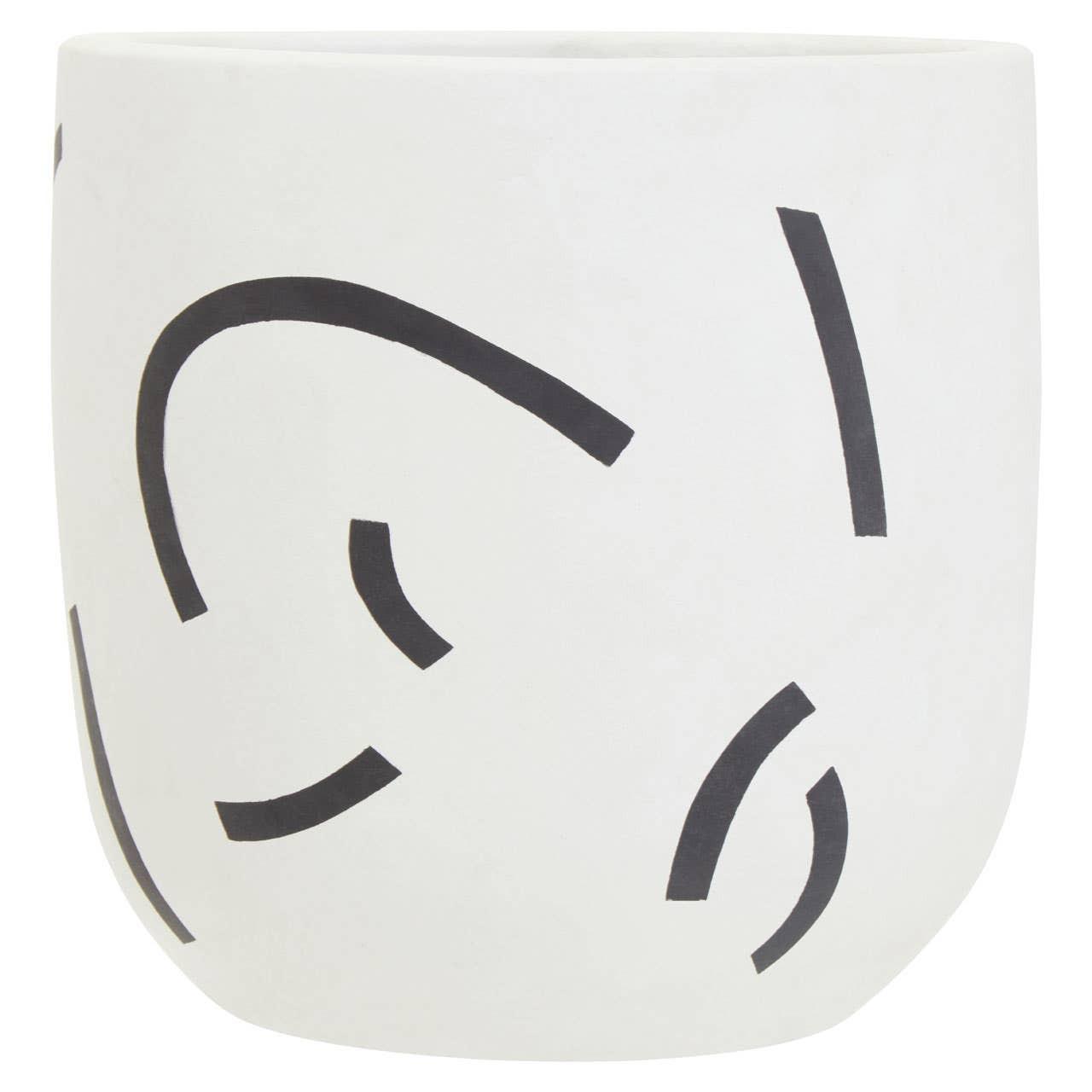 Tundra Black And White Earthenware Planter | Kaiku