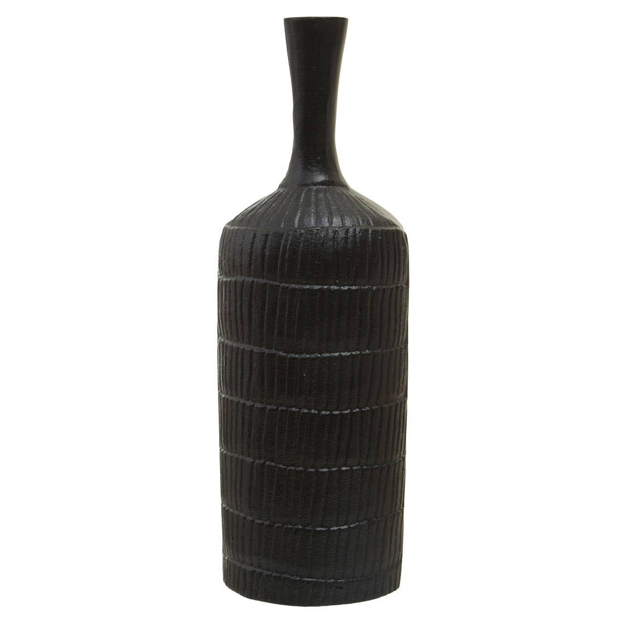 Deomali Black Finish Large Bottle Vase | Kaiku