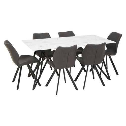 Weston Marble Effect Dining Table with 6 Chairs Set | Kaiku