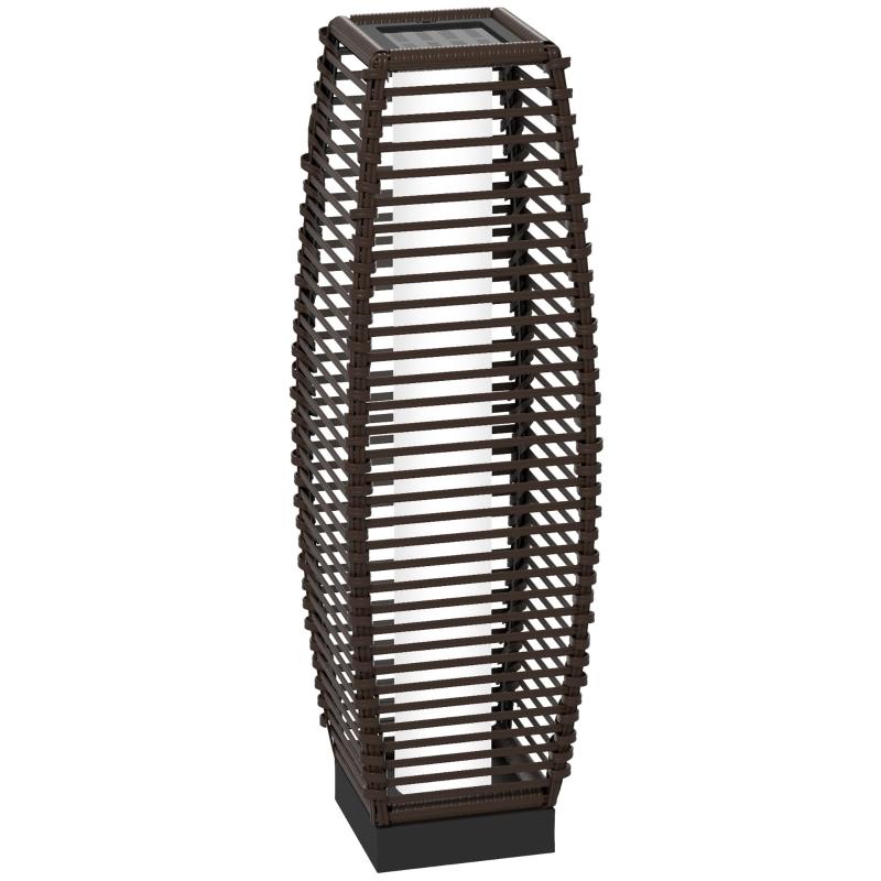 Rattan Solar Floor Lantern, Brown | Kaiku