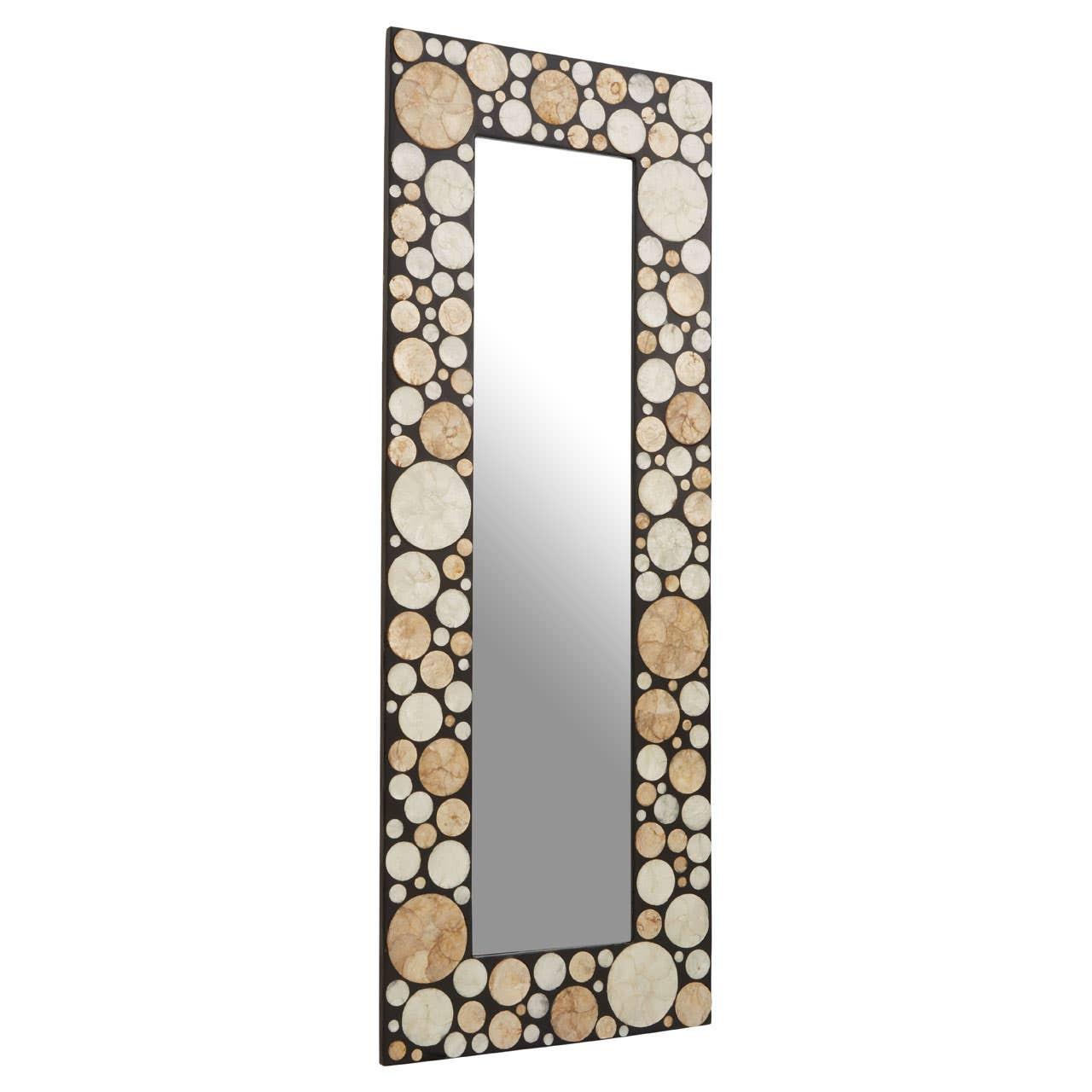 Palu Rectangular Black Wall Mirror with Shell Inlay | Kaiku