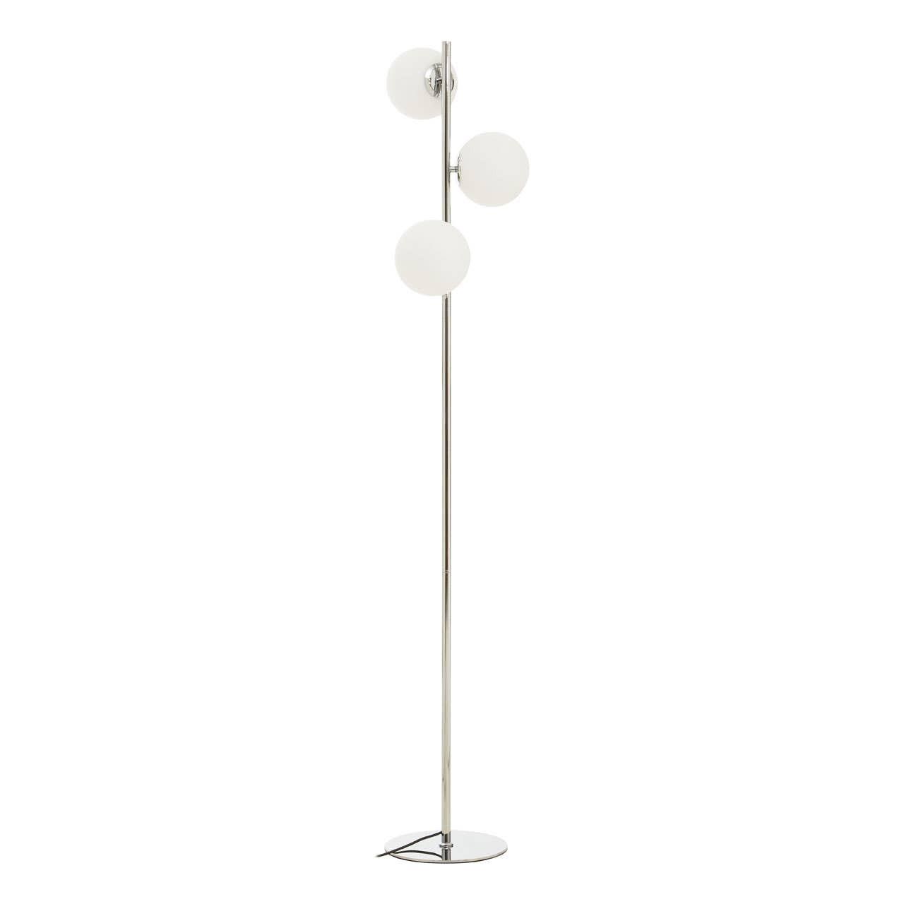 Karter Chrome Finish And White Glass Shade Floor Lamp | Kaiku