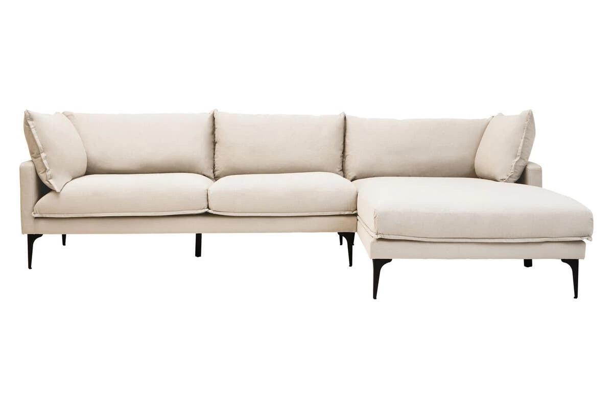 Troyes Cream Three Seat Right Chaise Sofa | Kaiku