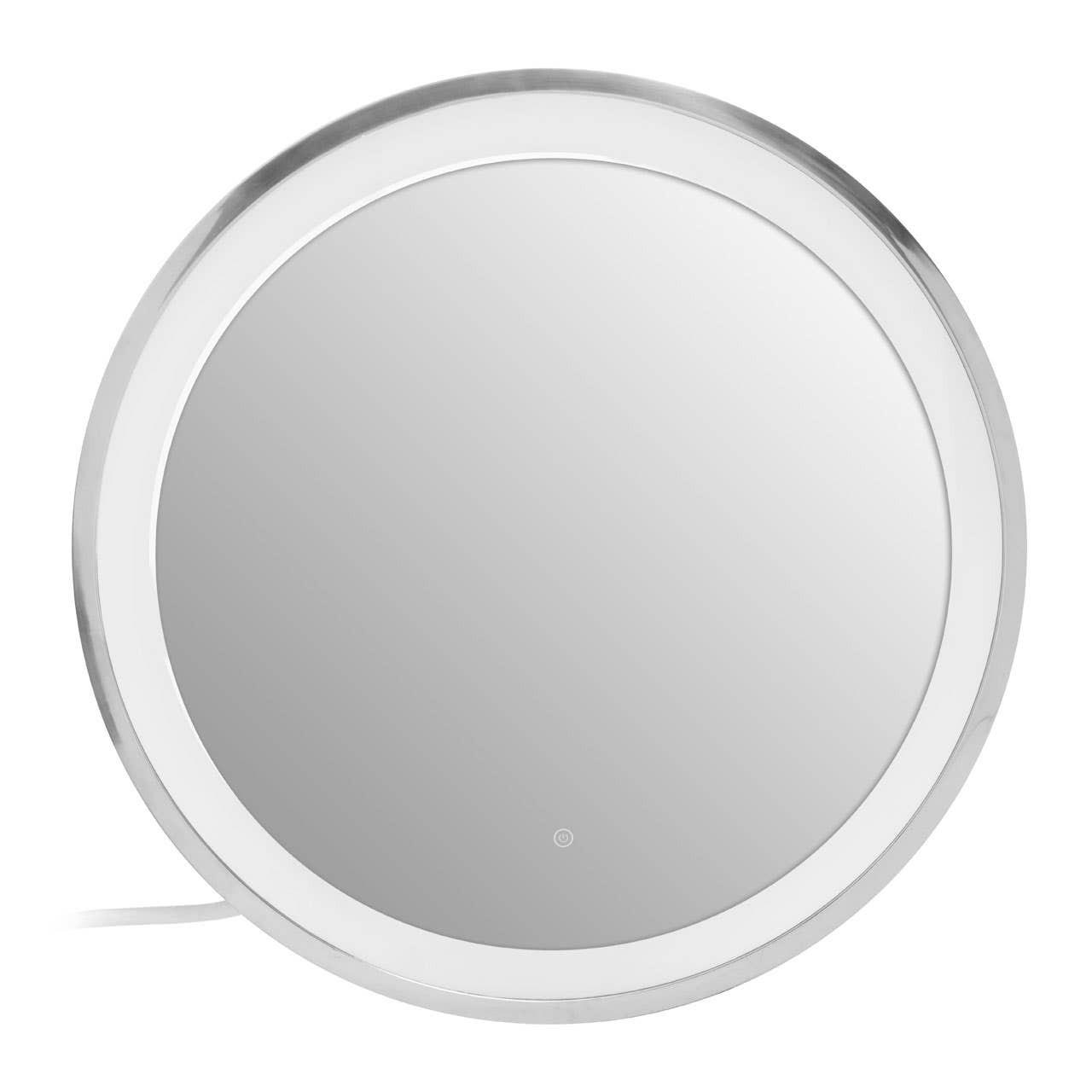 Avelino Illuminated LED Silver Round Mirror | Kaiku