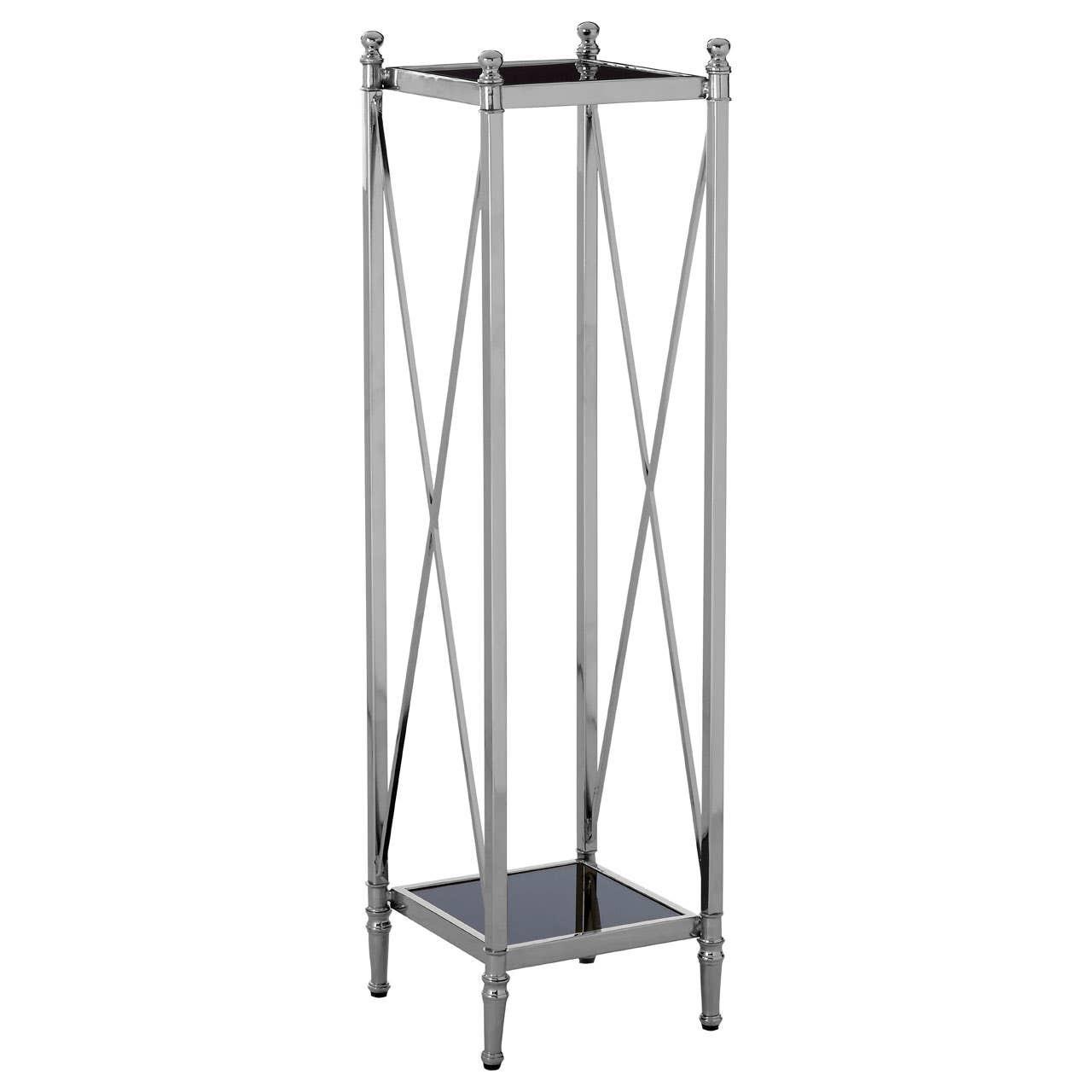 Hoffmann Black Mirrored Glass and Nickel Finish Plant Stand | Kaiku