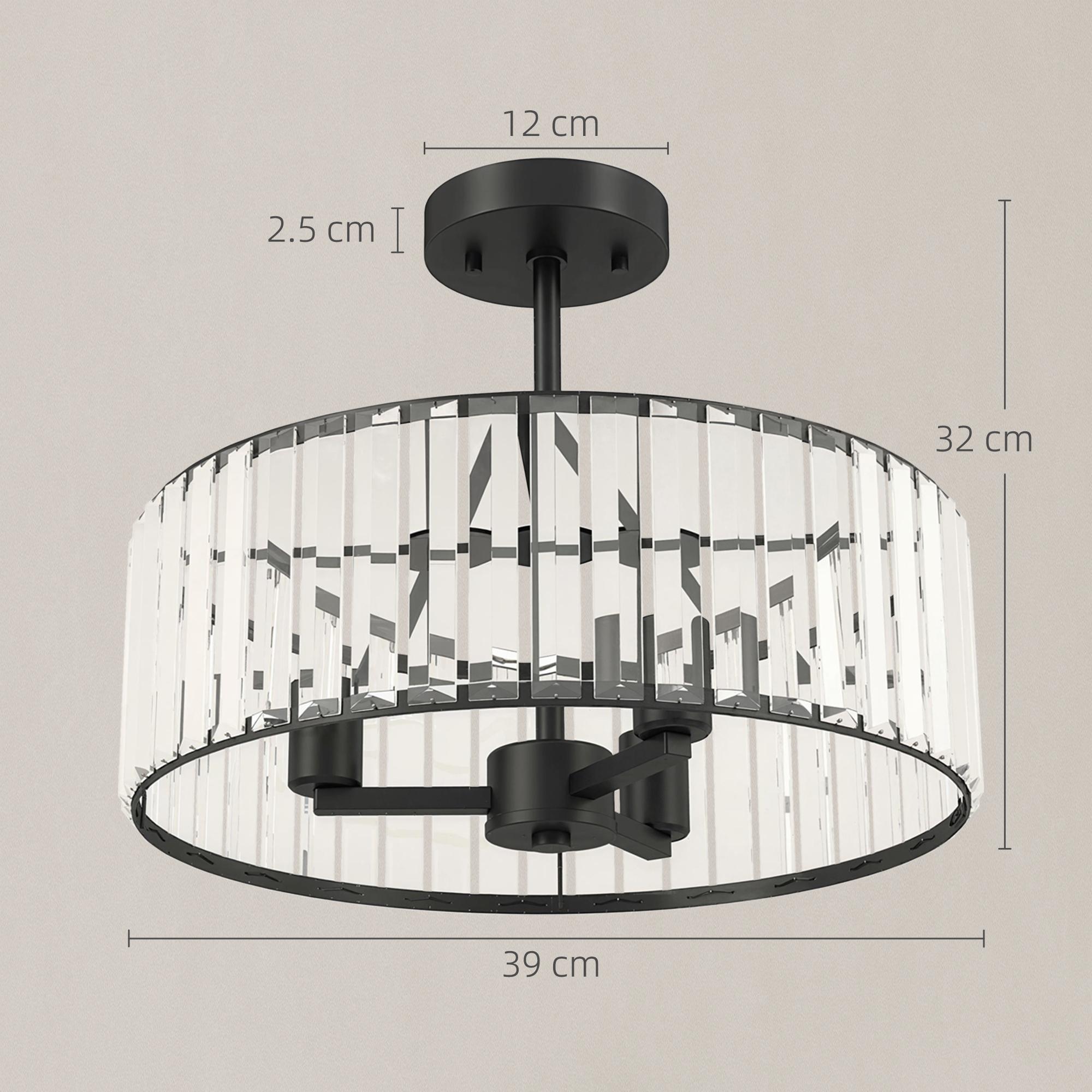 Three-Light Crystal Semi-Flush Ceiling Light | Kaiku