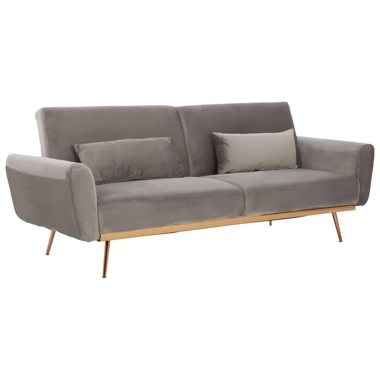 Hatton Grey Velvet Sofa Bed | Kaiku