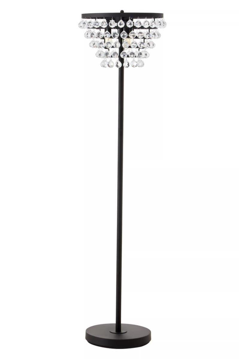 Hutchinson Clear Crystal Floor Lamp with Black Metal | Kaiku