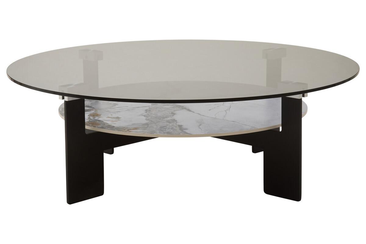 Imperia Round Grey Glass And Ceramic Large Coffee Table | Kaiku