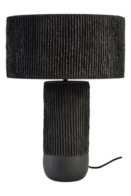 Carta Black Etched Linear Design Papier Mache Table Lamp | Kaiku