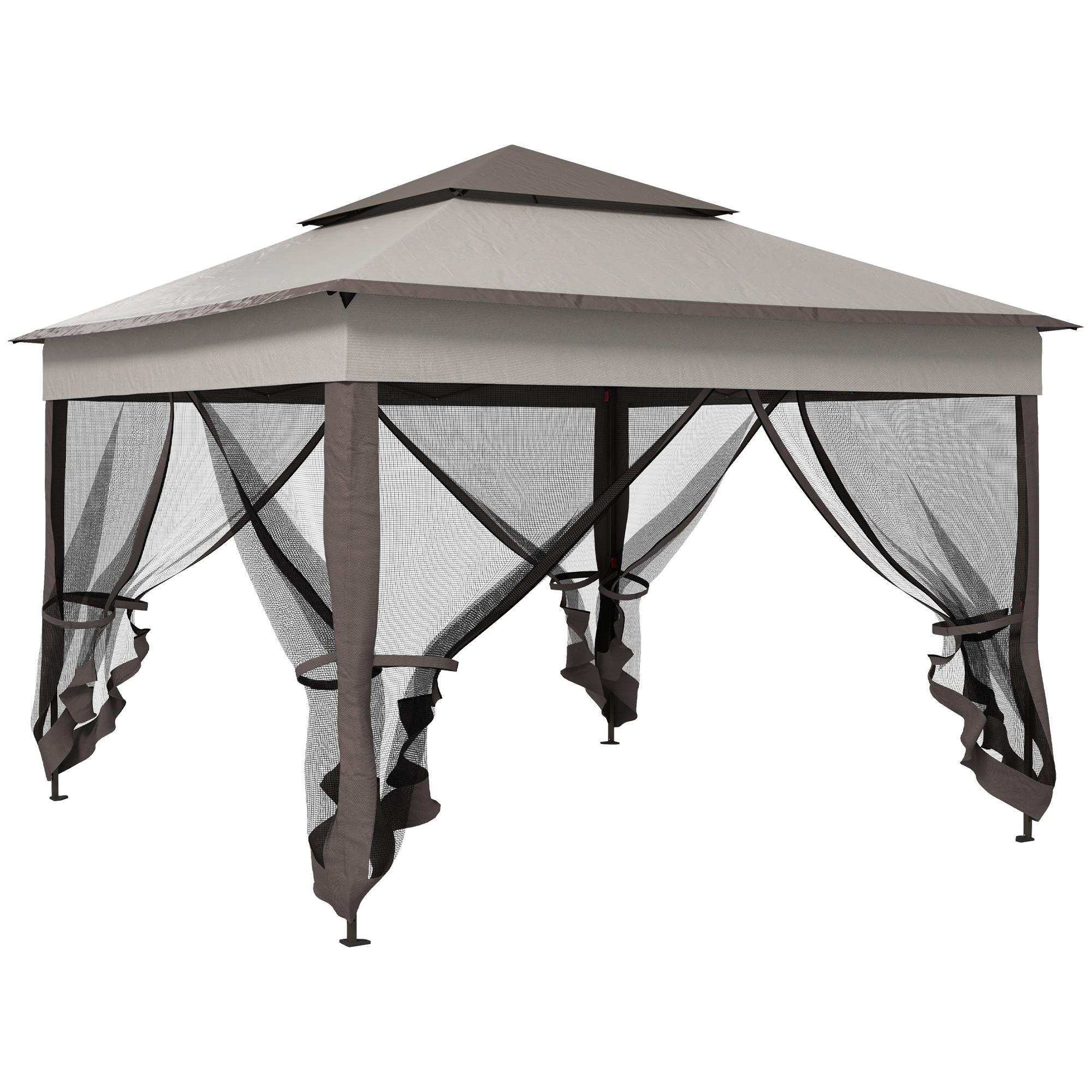 Pop-Up Double-Roof Gazebo with Netting and Carry Bag | Kaiku
