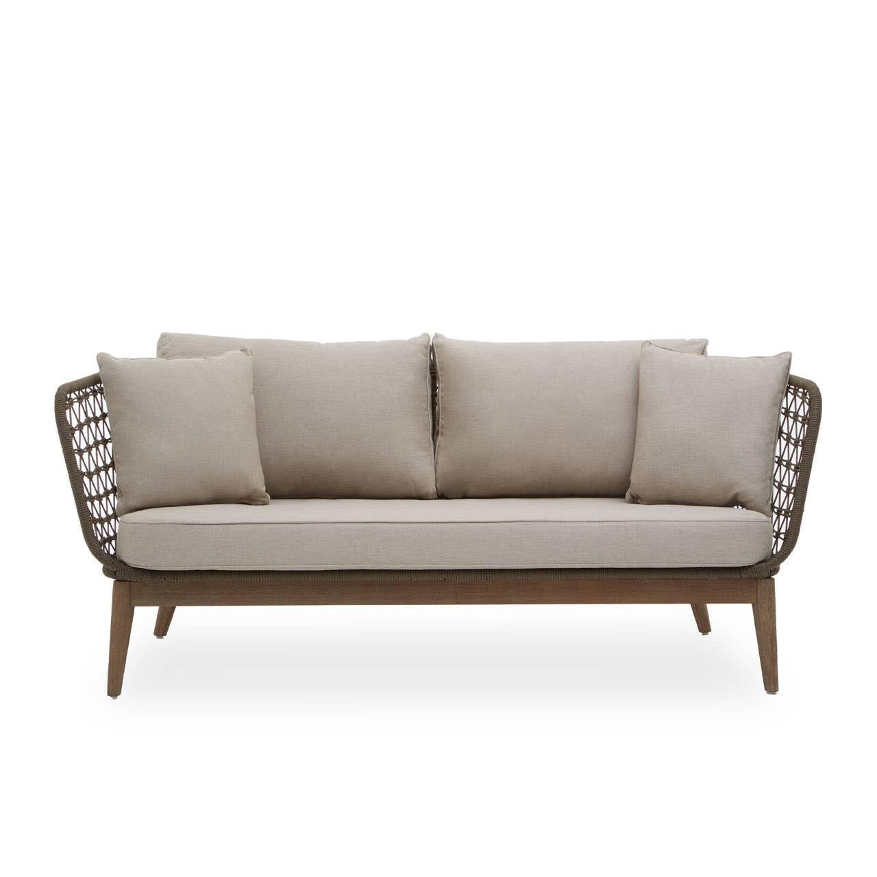 Opus Grey Woven Rope Three Seater Sofa with Cushions | Kaiku