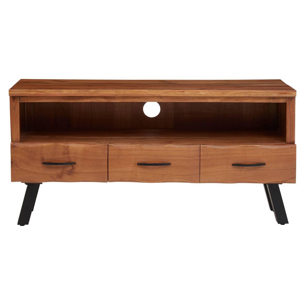 Nashik Three Drawer Acacia Media Unit | Kaiku