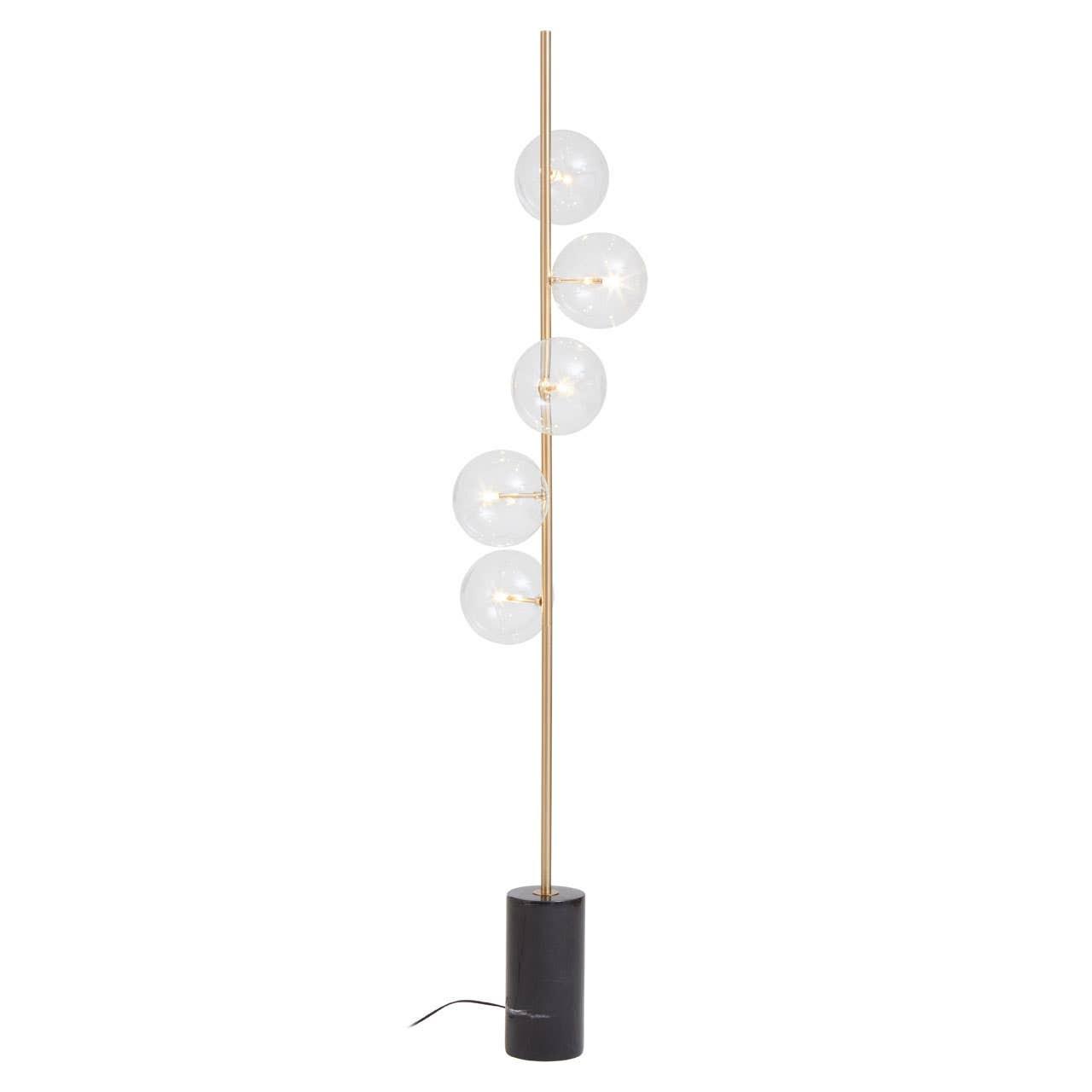 Abira Black Marble and Brass 5 Bulb Floor Lamp | Kaiku