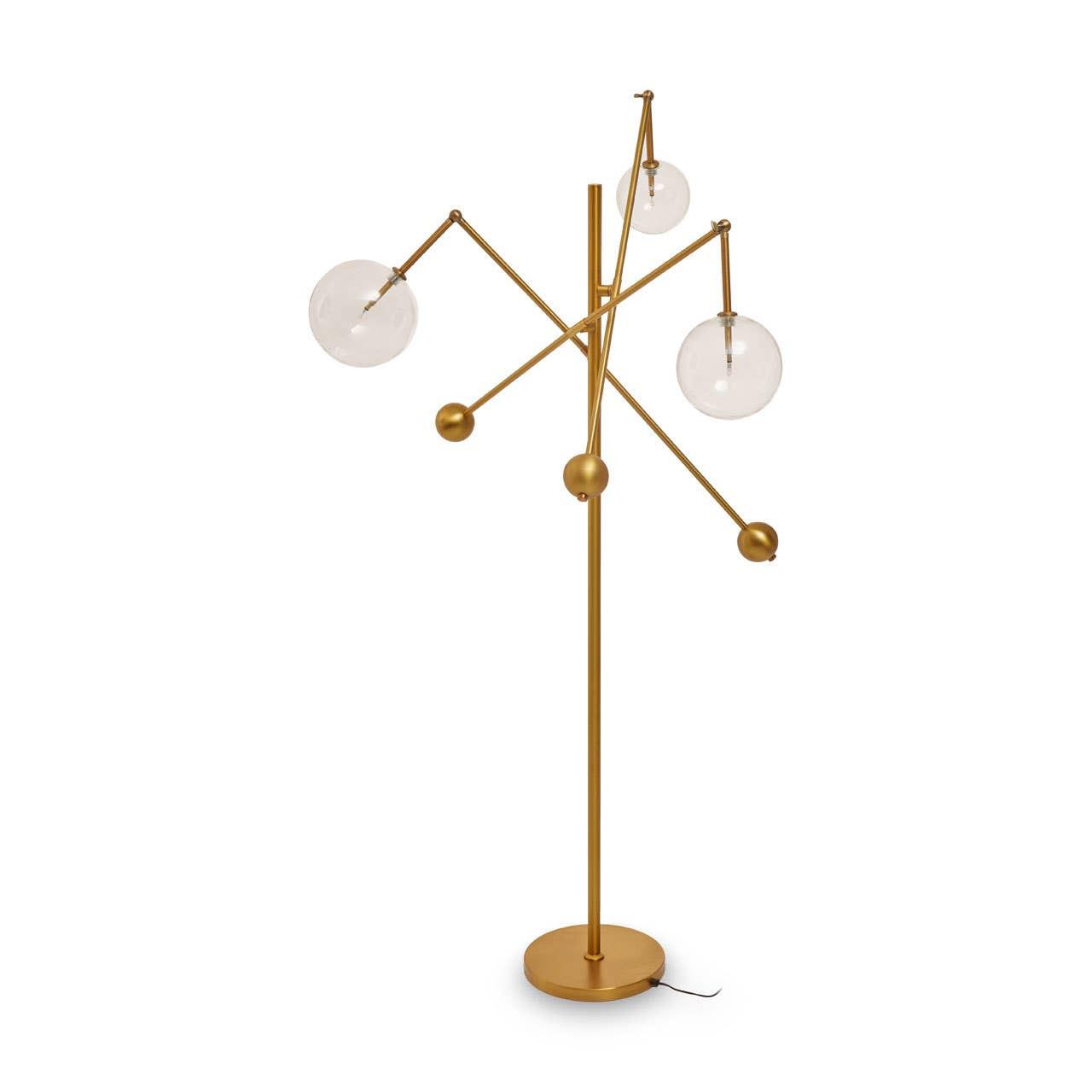 Abira Brass Finish Three Bulb Floor Lamp | Kaiku