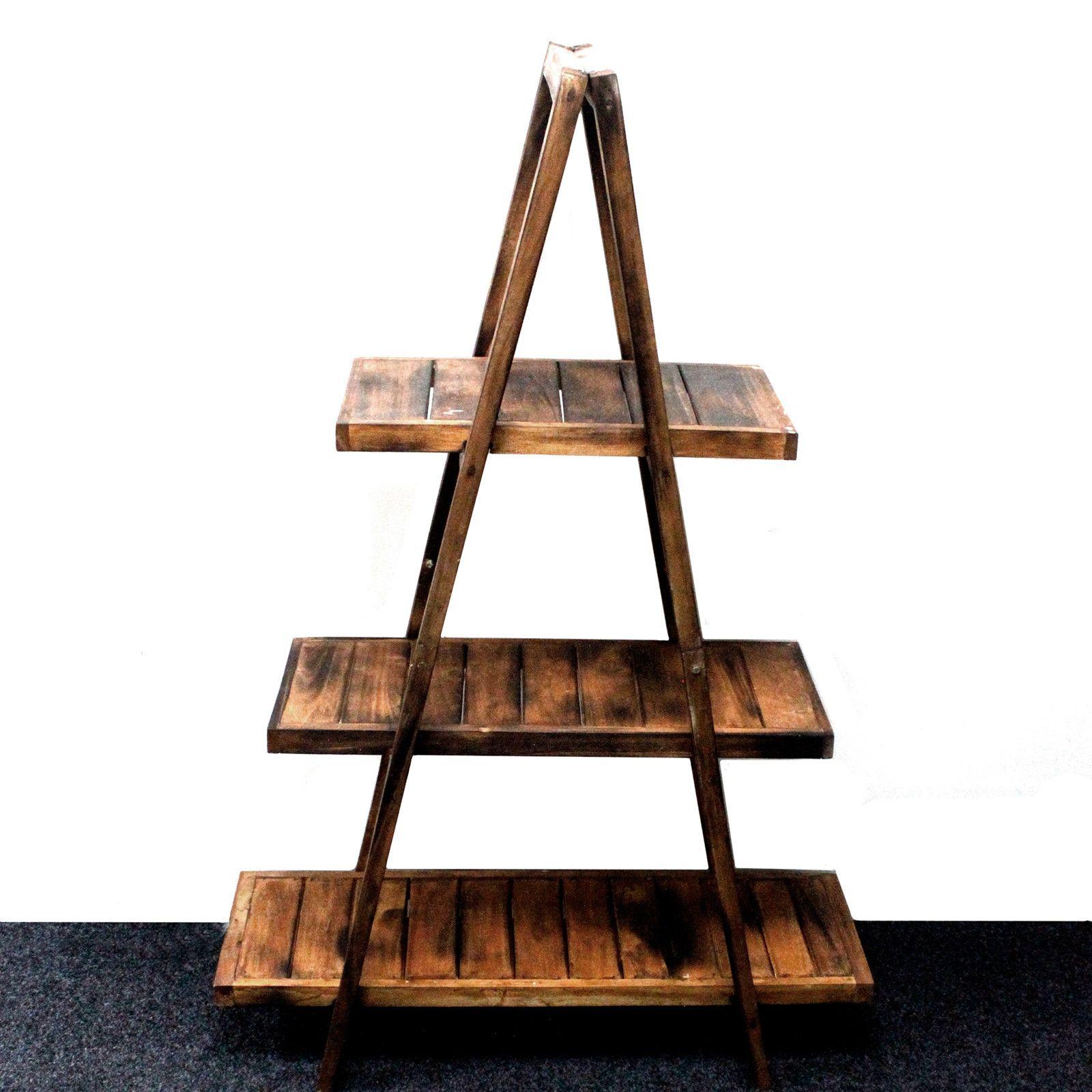 Natural Folding Wooden A-Frame Shelf – Brown | Kaiku