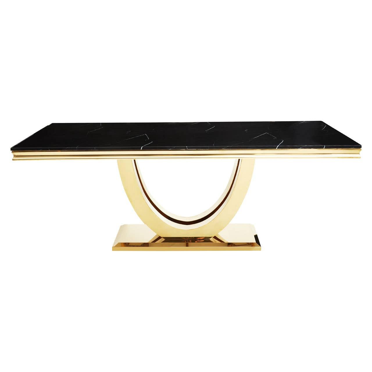 Moda Black Faux Marble Rectangular Dining Table | Kaiku