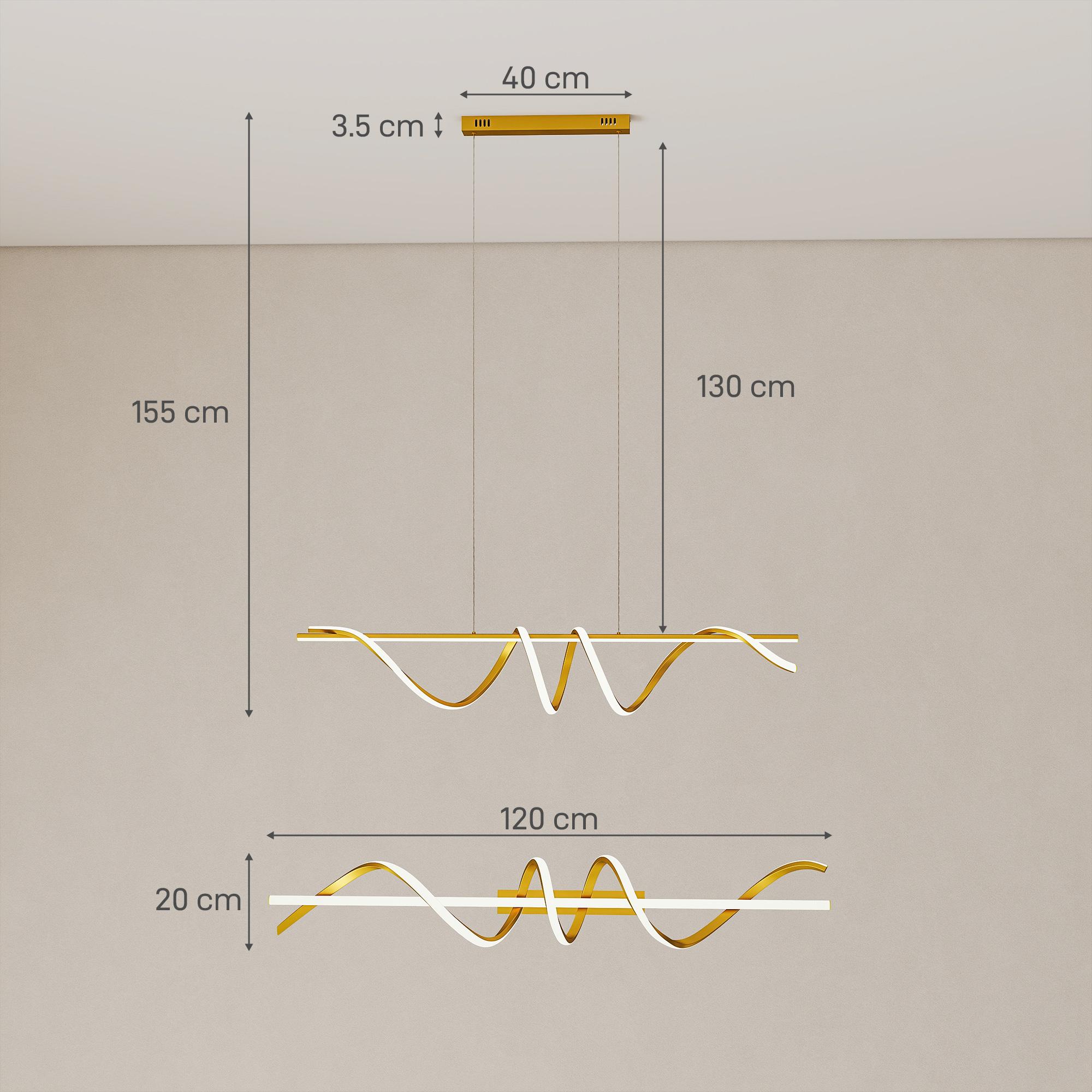 Pendant Light with Three Colour Temperatures, Gold | Kaiku