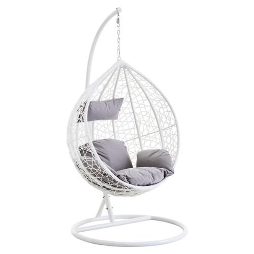 Goa White Rattan Effect Hanging Chair | Kaiku