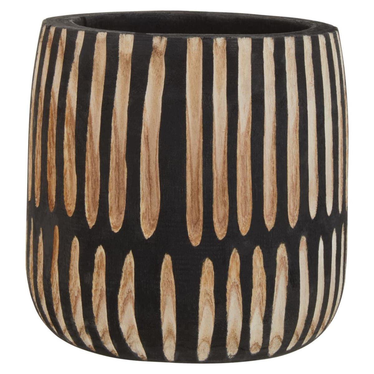 Arlo Small Engraved Natural And Black Planter | Kaiku