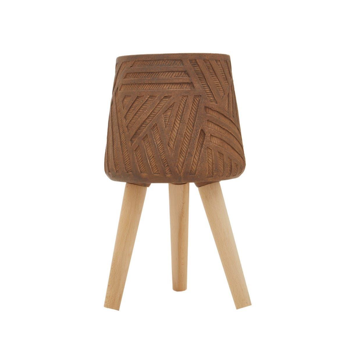 Darnell Brown Planter With Angular Legs | Kaiku