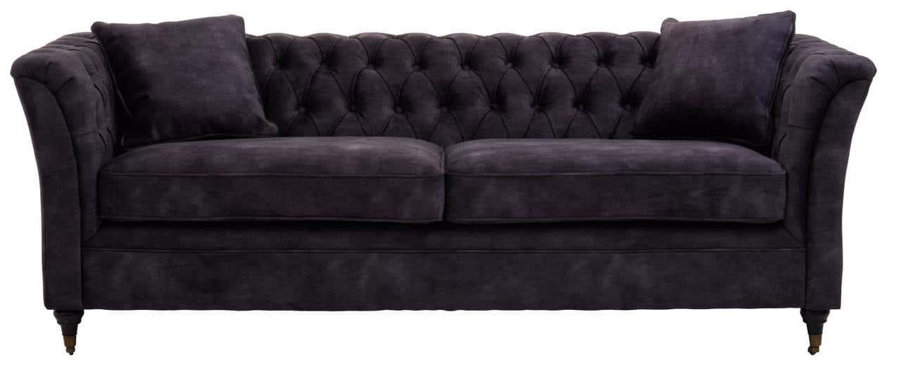 Sabrina Three Seat Grey Velvet Sofa | Kaiku