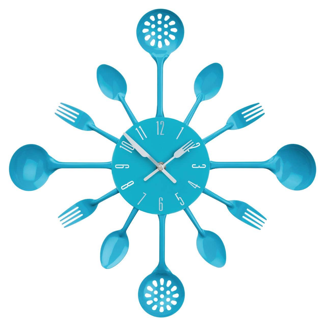 Romero Blue Cutlery Metal Wall Clock | Kaiku