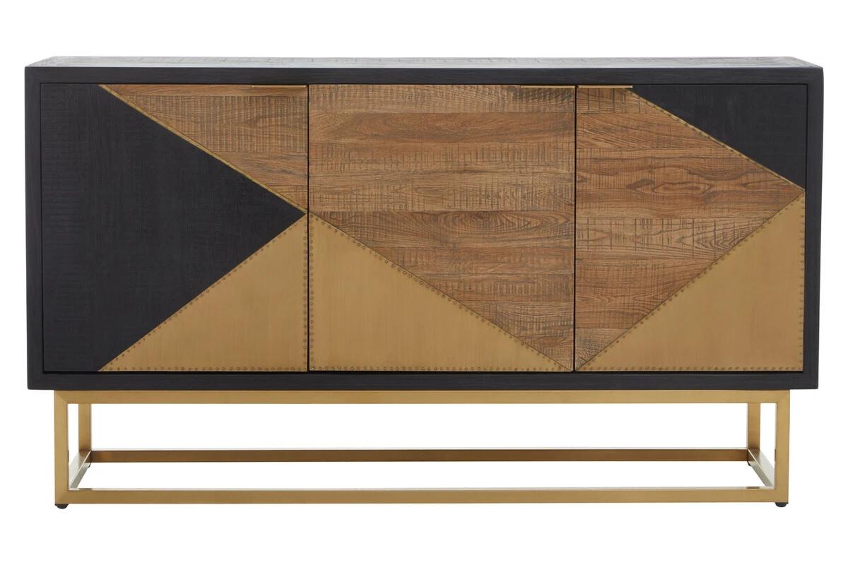 Siena Black and Natural Oak Wood Three Door Sideboard | Kaiku