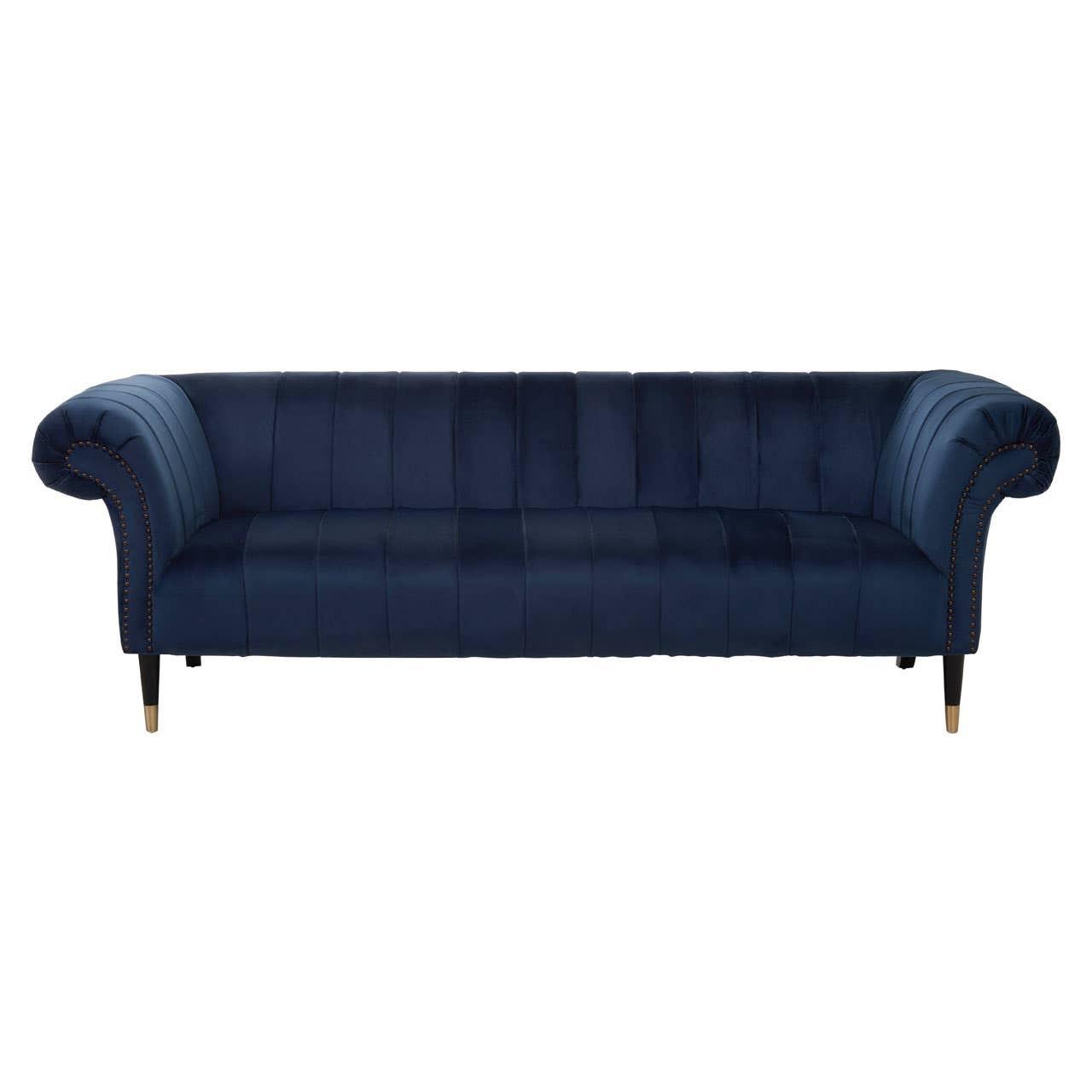 Siena Three Seat Midnight Velvet Sofa | Kaiku
