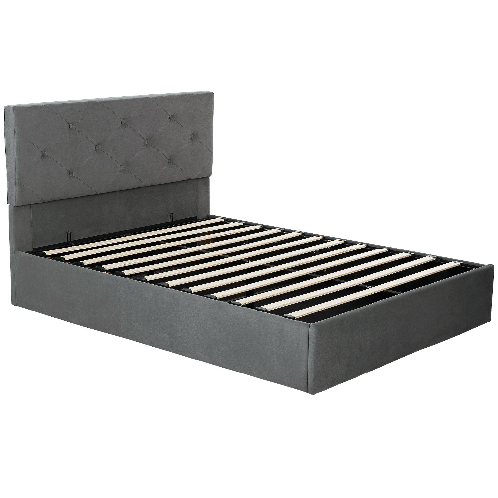 King Size Gas-Lift Ottoman Bed with Tufted Headboard | Kaiku