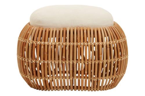 Manado Natural Rattan Bean Shaped Bench with Cream Cushion | Kaiku