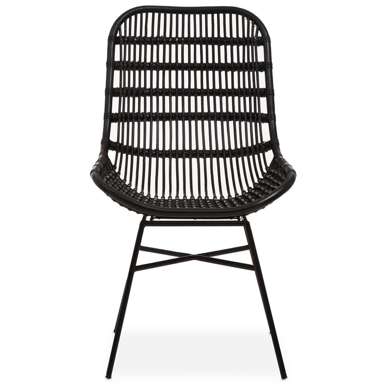 Lagom Curved Black Natural Rattan Chair | Kaiku