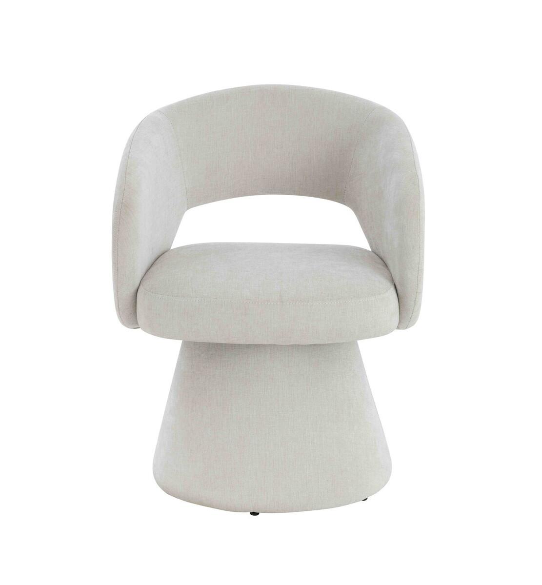 Maxwell Textured Beige Fabric Curved Swivel Dining Chair | Kaiku