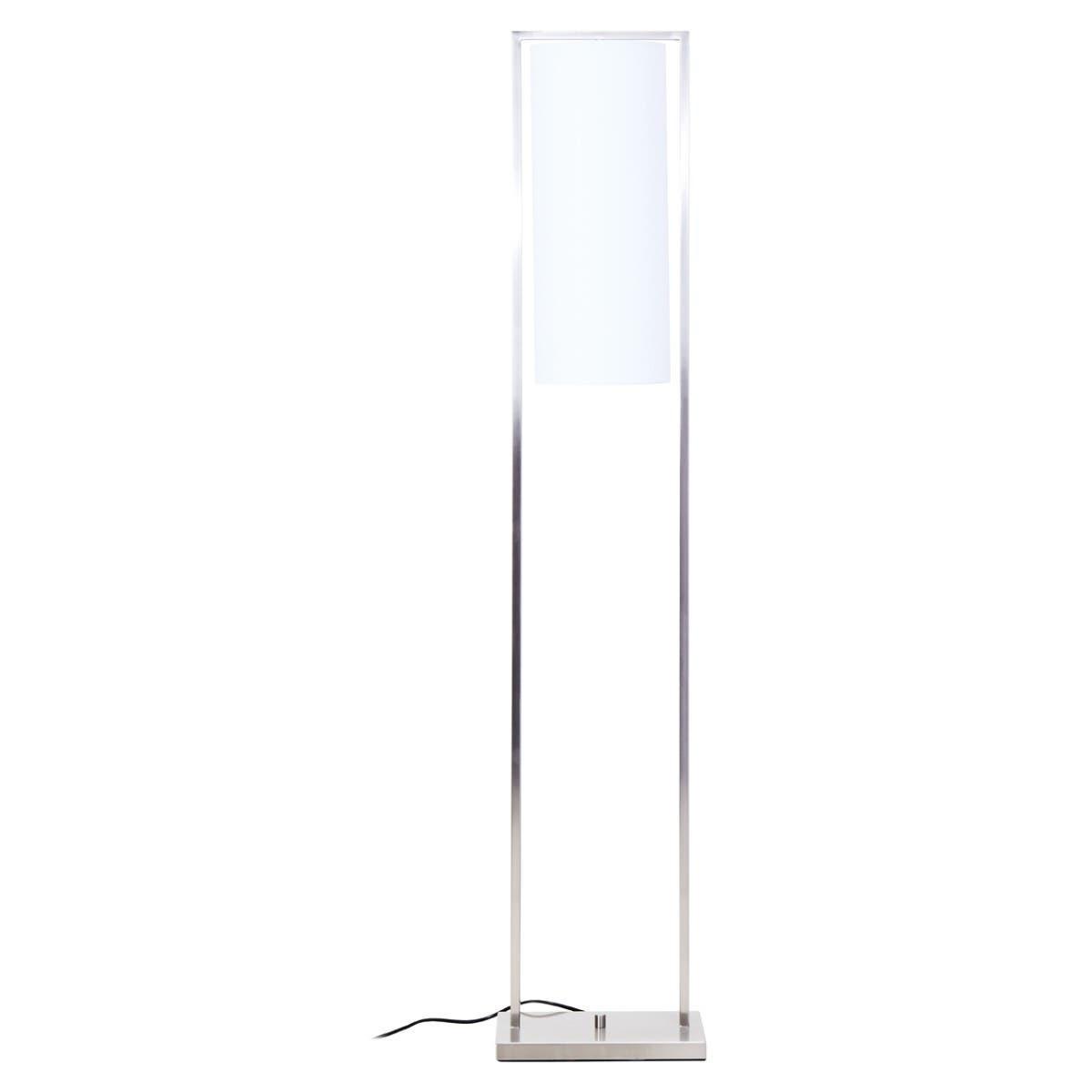 Atkins Nickel Finish Floor Lamp with White Shade | Kaiku