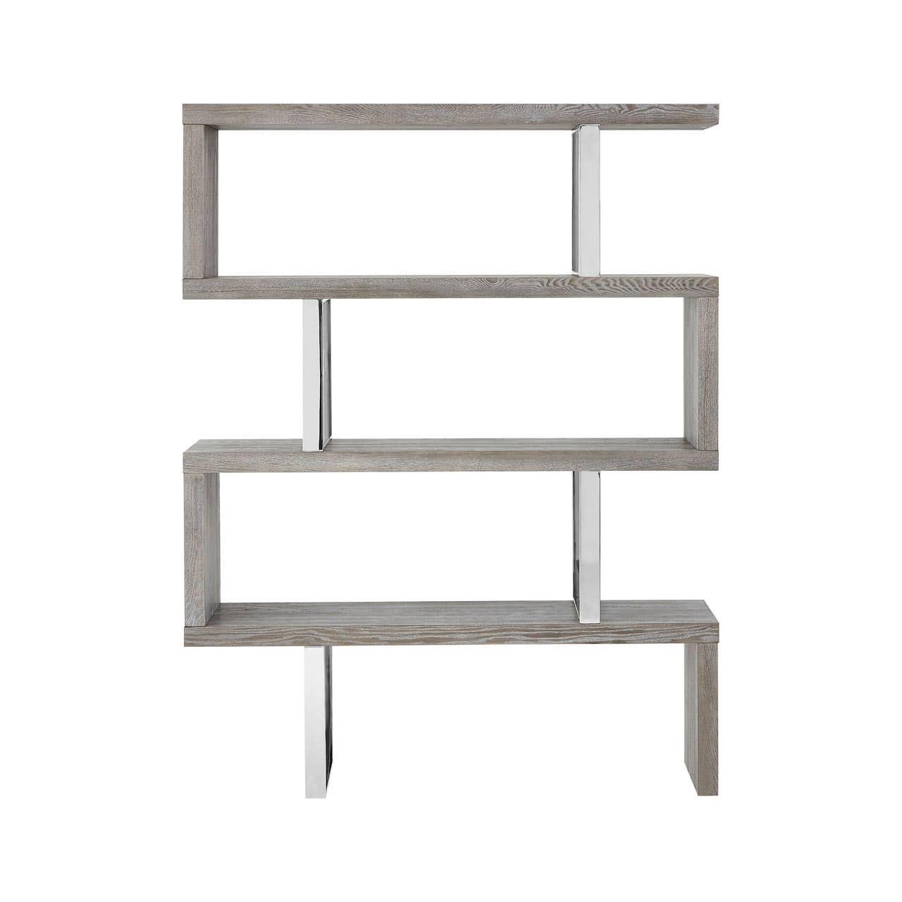 Ulmus Grey Elm Wood 4 Tier Bookshelf | Kaiku