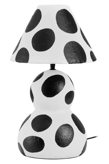 Carta Black and White Polka Dot Papier Mache Table Lamp | Kaiku