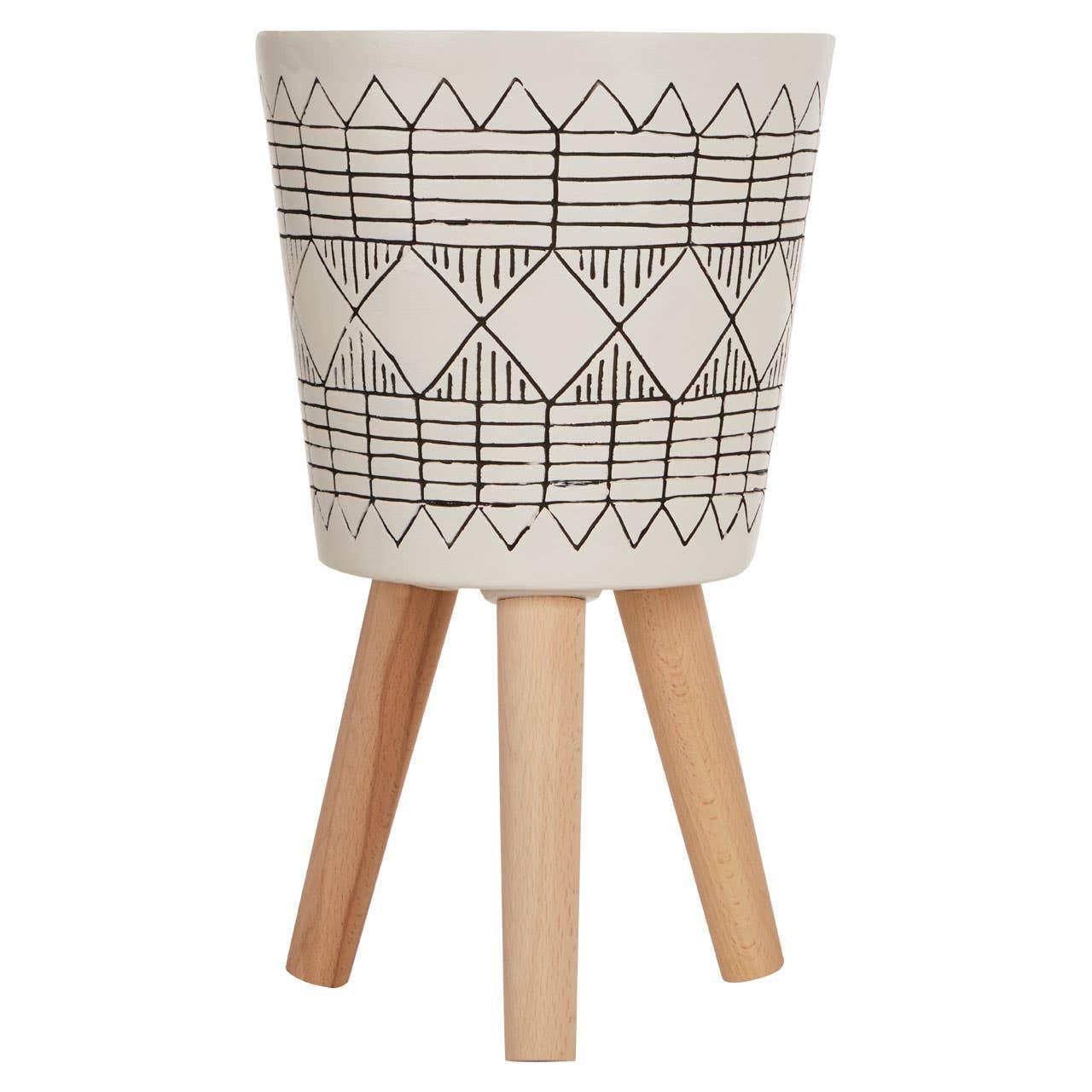 Darnell White And Black Small Planter | Kaiku