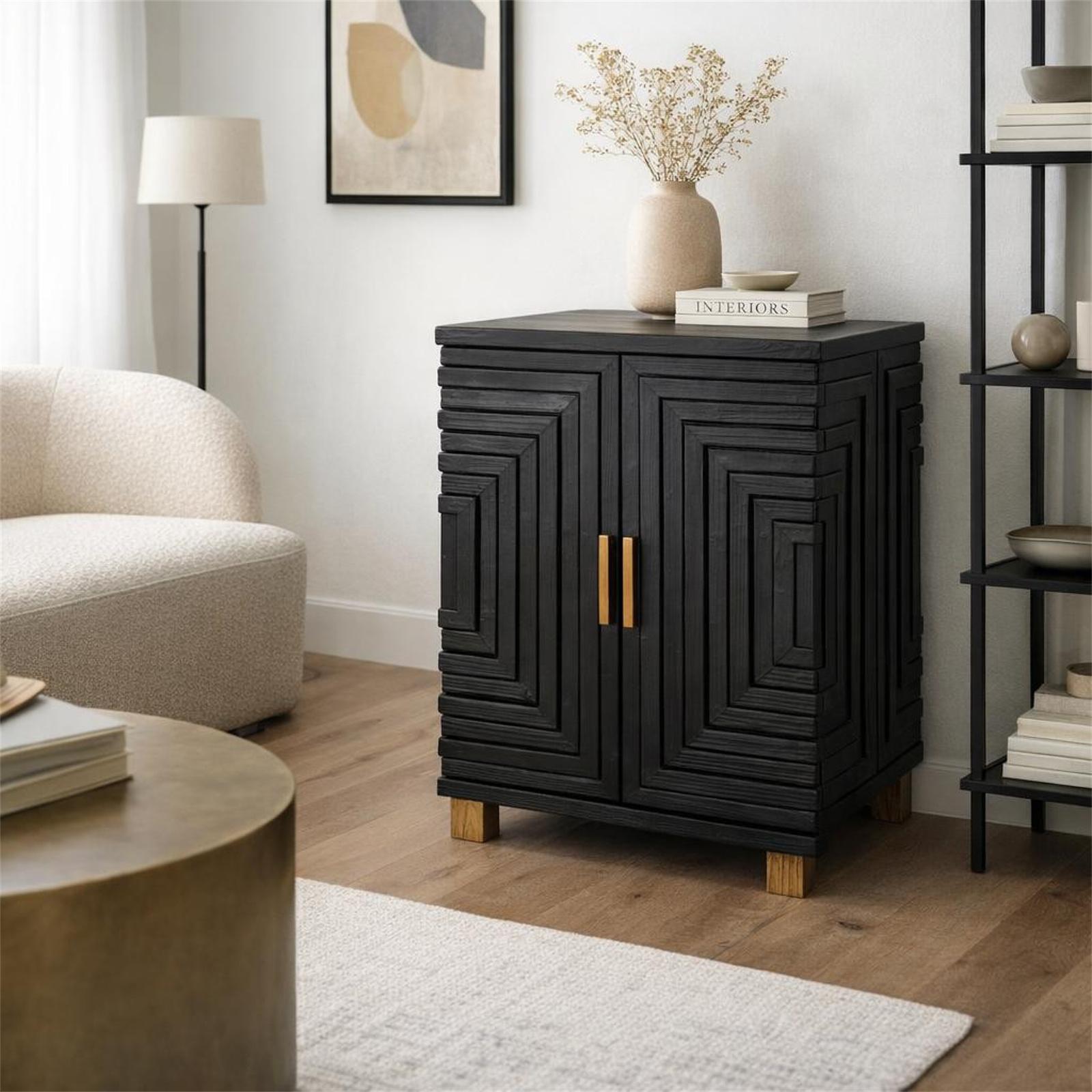 Lennox Black 2 Door Side Cupboard | Kaiku