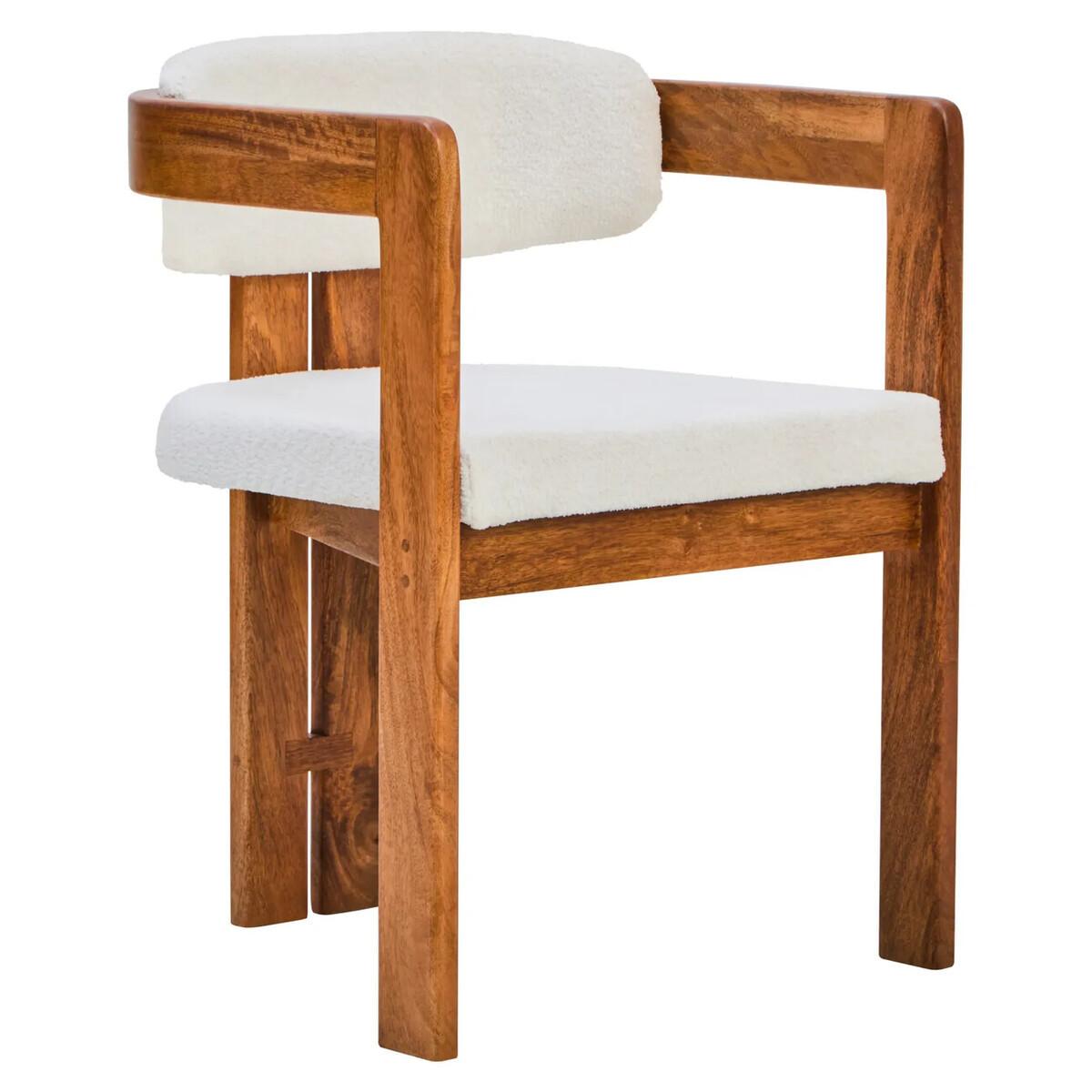 Torello Boucle Fabric and Mango Wood Dining Chair | Kaiku