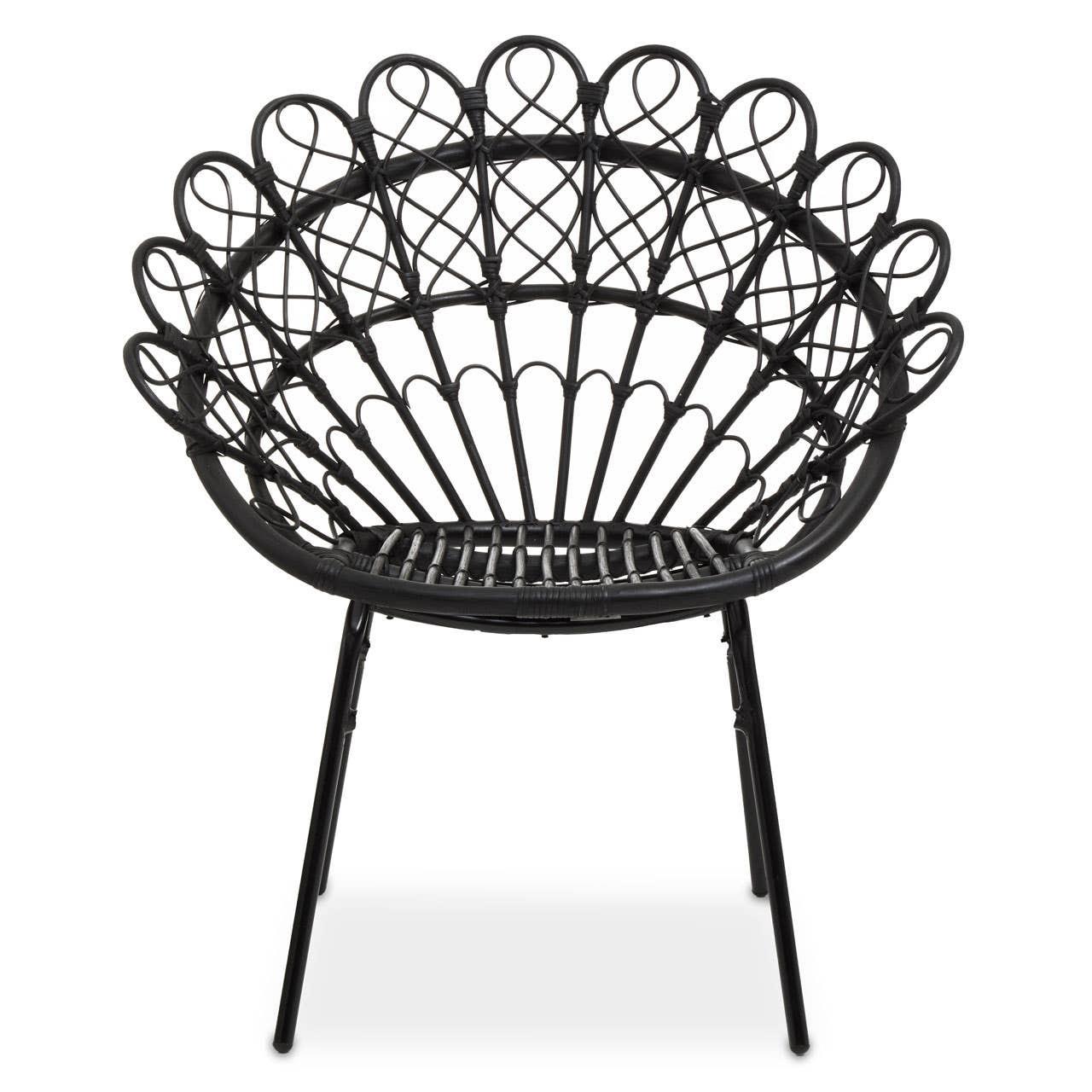 Java Black Rattan Peacock Accent Chair | Kaiku